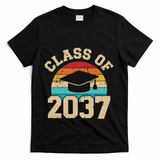 Kindergarten To Graduation Class Of 2037 Grow With Me T-Shirt - Black