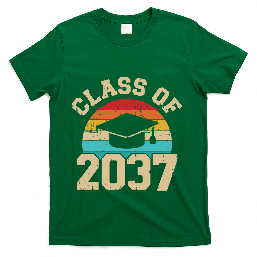 Kindergarten To Graduation Class Of 2037 Grow With Me T-Shirt - Green