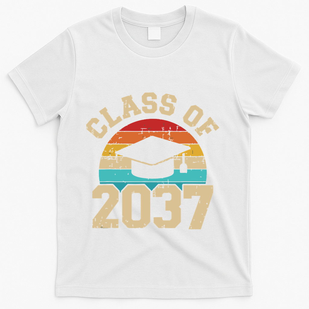 Kindergarten To Graduation Class Of 2037 Grow With Me T-Shirt - White