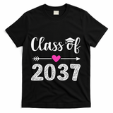 Kindergarten To Graduation Grow With Me Class Of 2037 Gift T-Shirt - Black