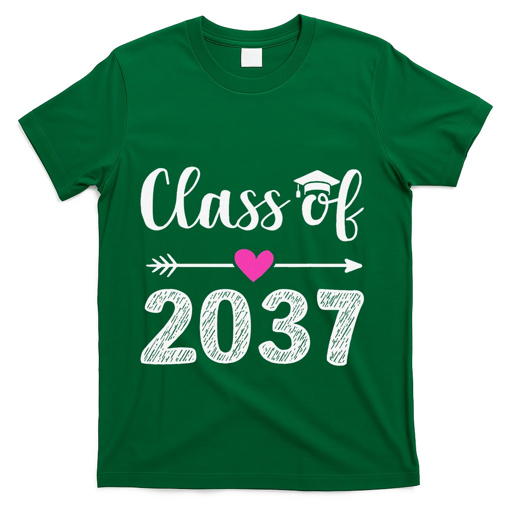 Kindergarten To Graduation Grow With Me Class Of 2037 Gift T-Shirt - Green