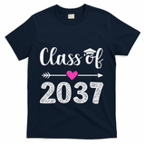 Kindergarten To Graduation Grow With Me Class Of 2037 Gift T-Shirt - Navy