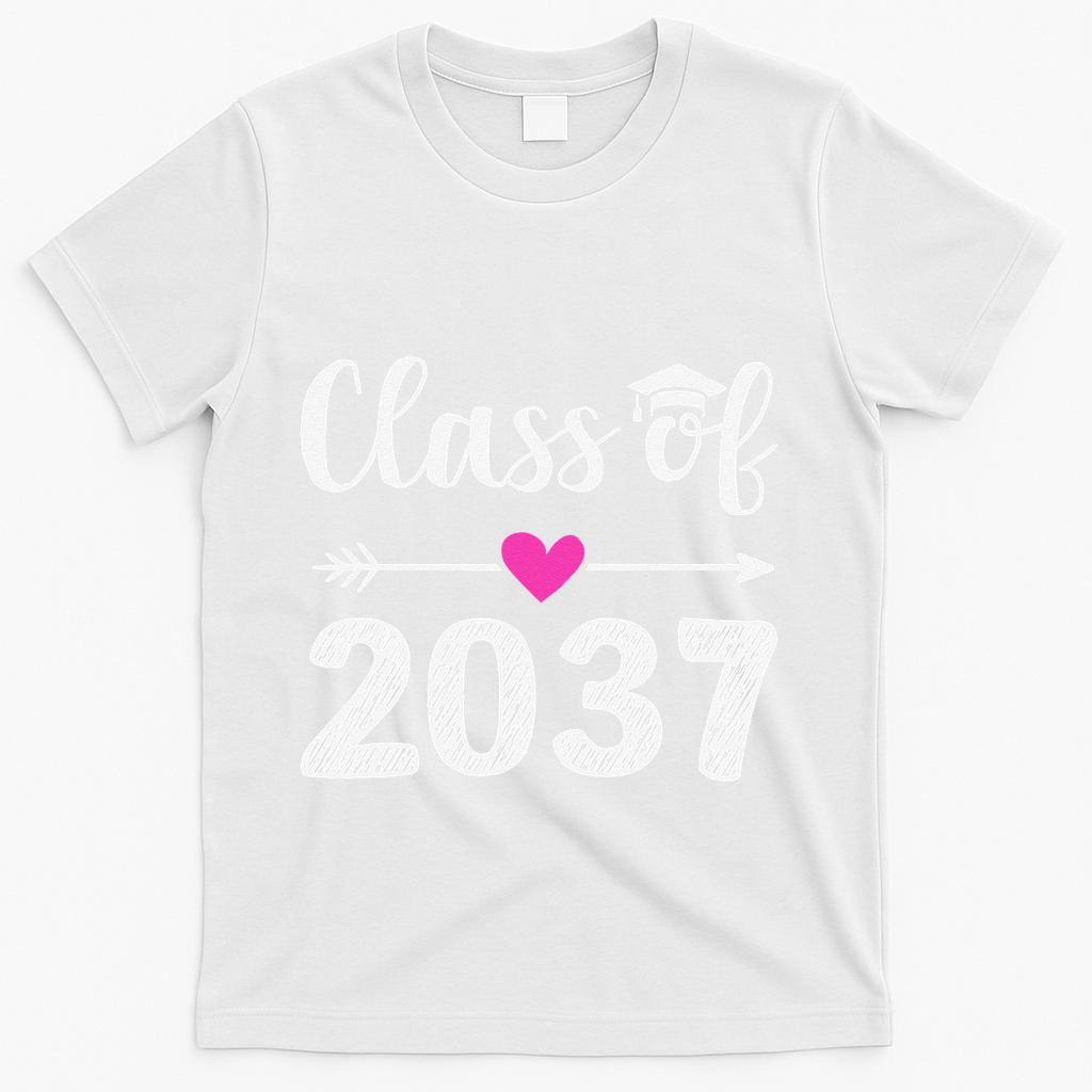 Kindergarten To Graduation Grow With Me Class Of 2037 Gift T-Shirt - White