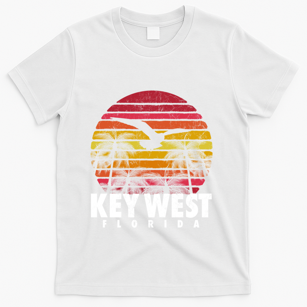 Key West Florida Vintage Retro Sunset Beach Gift T-Shirt - White