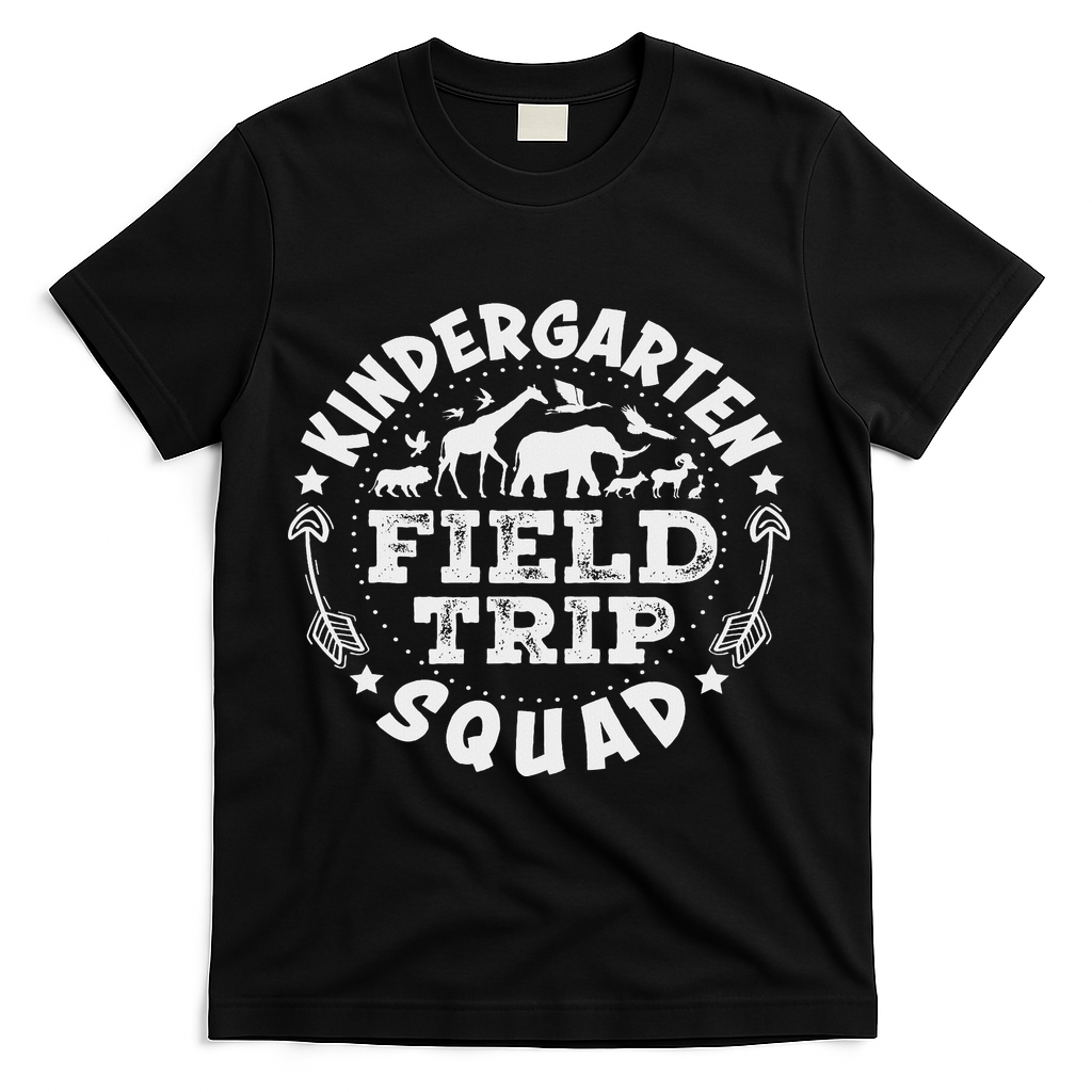 Kindergarten Zoo Field Trip Squad Teacher Student T-Shirt - Black