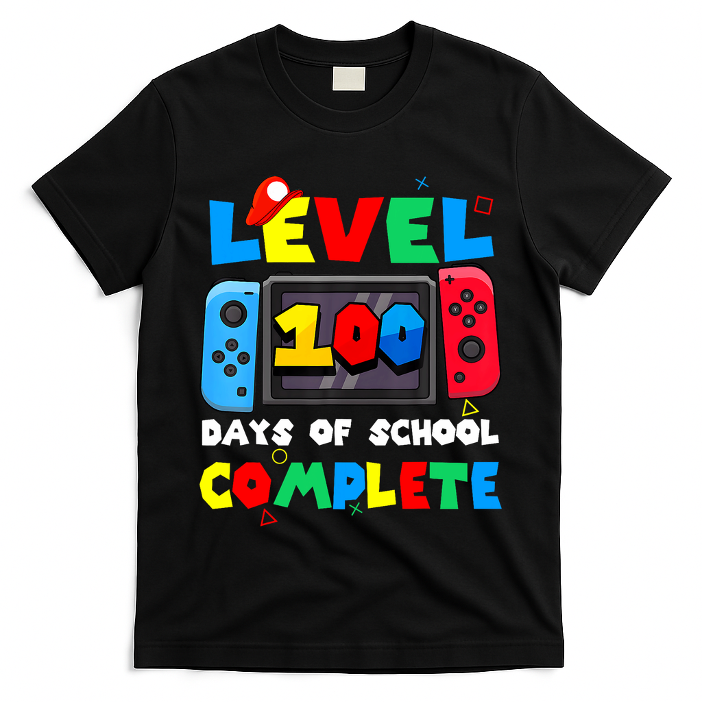 Level 100 Days Of School Complete Gamer Video Games T-Shirt