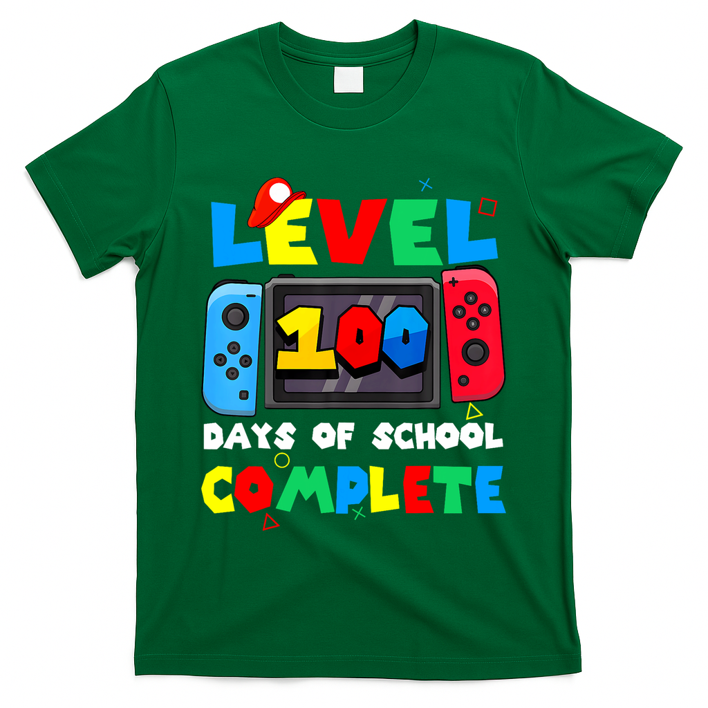 Level 100 Days Of School Complete Gamer Video Games T-Shirt