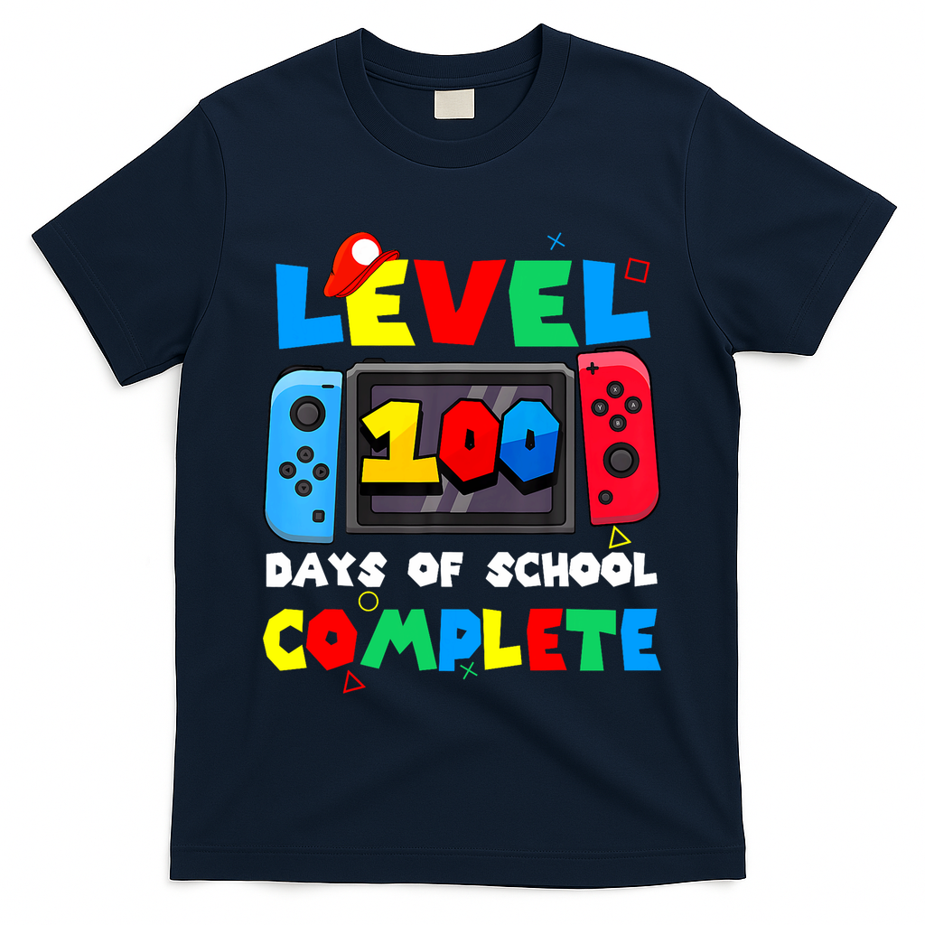 Level 100 Days Of School Complete Gamer Video Games T-Shirt