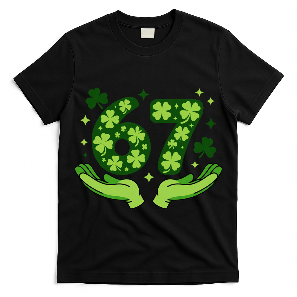 Lucky 67 Shamrock St Patrick?? Day 6-7 Meme T-Shirt