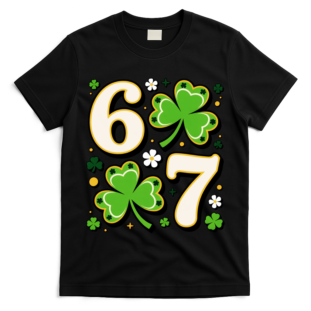 Lucky 67 Shamrock Six Seven 6-7 Meme T-Shirt