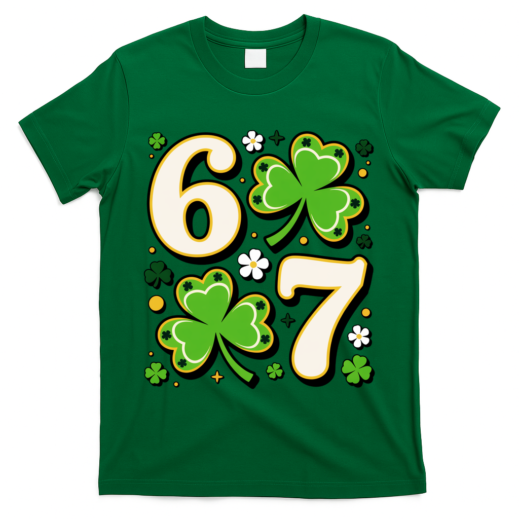 Lucky 67 Shamrock Six Seven 6-7 Meme T-Shirt