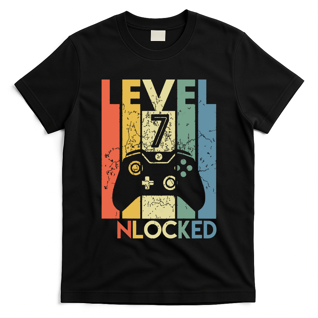 Level 7 Unlocked Funny Video Gamer 7th Birthday Gift T-Shirt