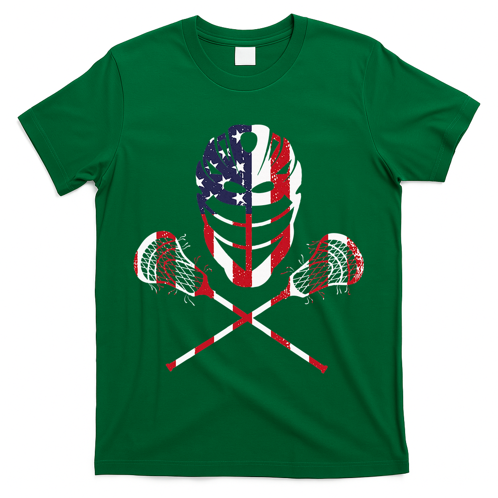 Lacrosse American Flag Lax Helmet Sticks T-Shirt
