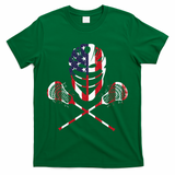 Lacrosse American Flag Lax Helmet Sticks T-Shirt