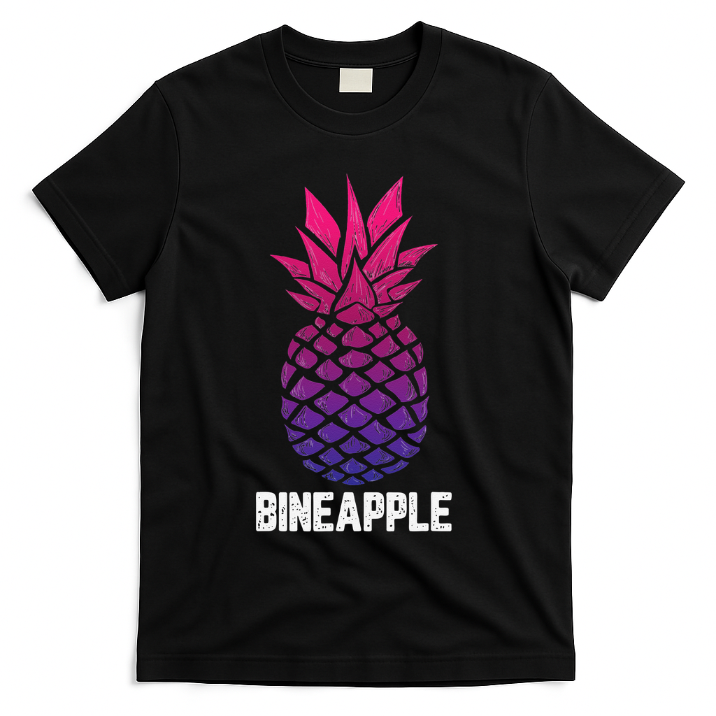 LGBTQ BiSexual Pineapple Tropical Summer Cool Pride Gifts T-Shirt - Black