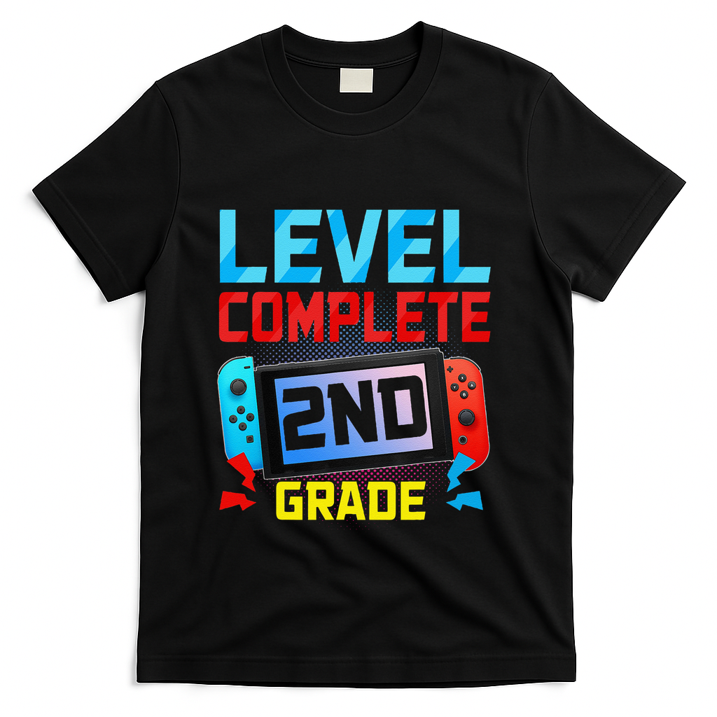 Level Complete 2nd Grade Video Game Last Day Of School T-Shirt - Black