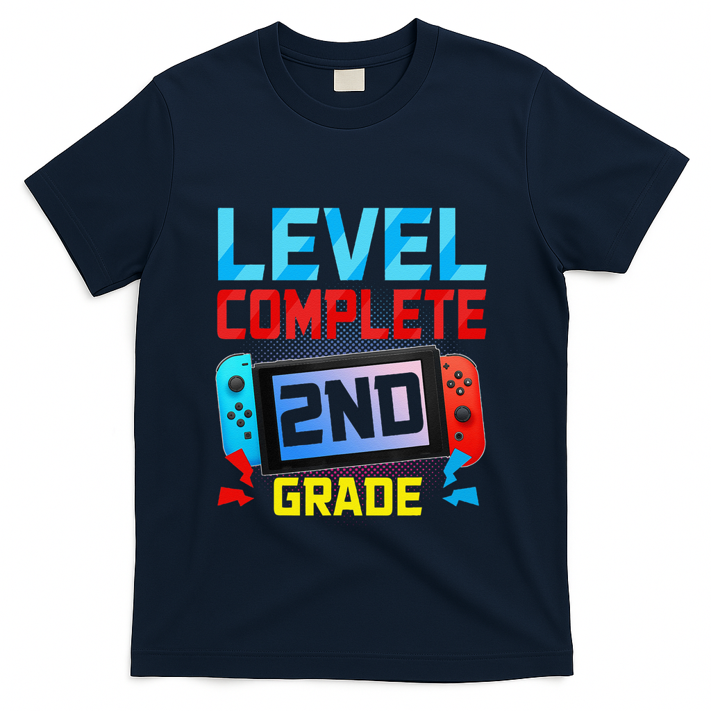 Level Complete 2nd Grade Video Game Last Day Of School T-Shirt - Navy