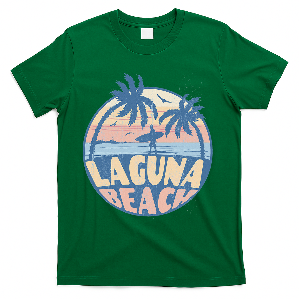 Laguna California Beach Surf Summer Vacation Vintage T-Shirt - Green