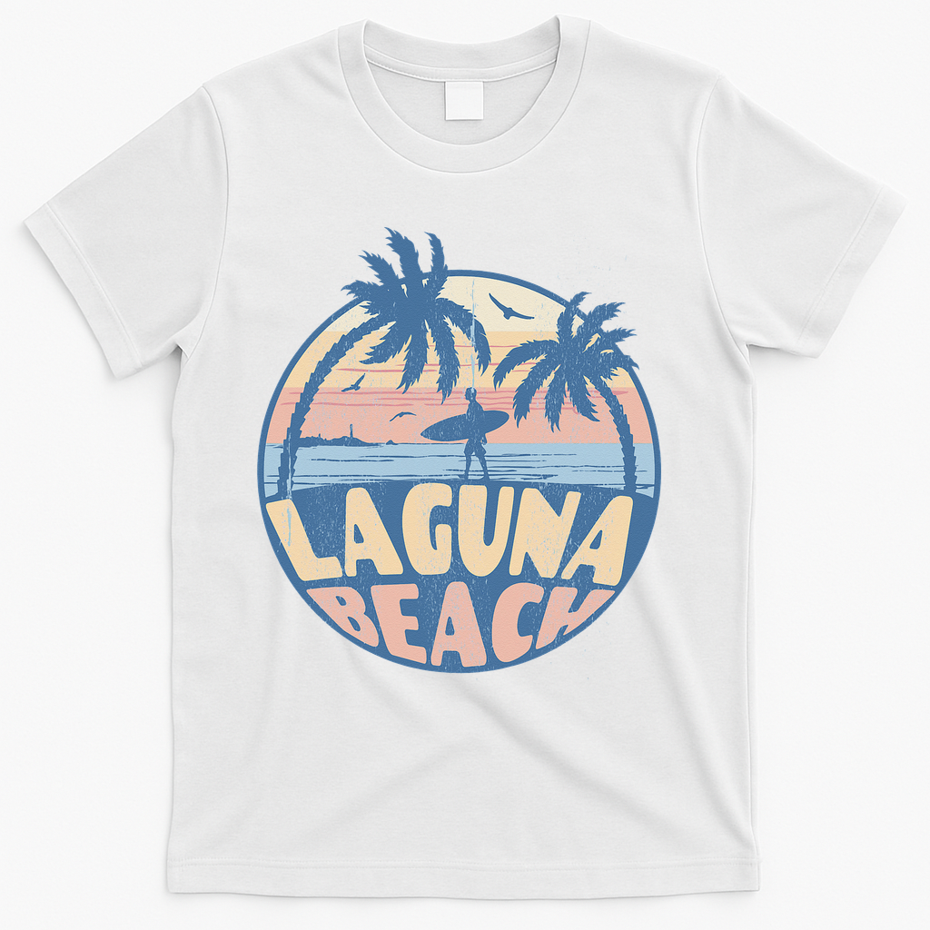 Laguna California Beach Surf Summer Vacation Vintage T-Shirt - White