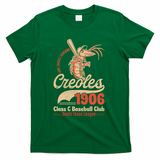 Lake Charles Creoles Louisiana Vintage Defunct Baseball Team T-Shirt - Green