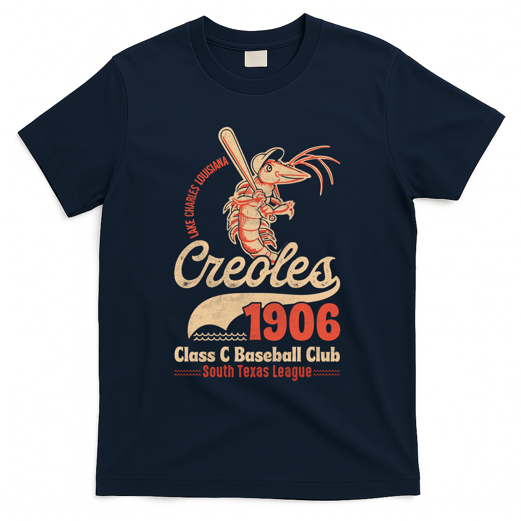 Lake Charles Creoles Louisiana Vintage Defunct Baseball Team T-Shirt - Navy