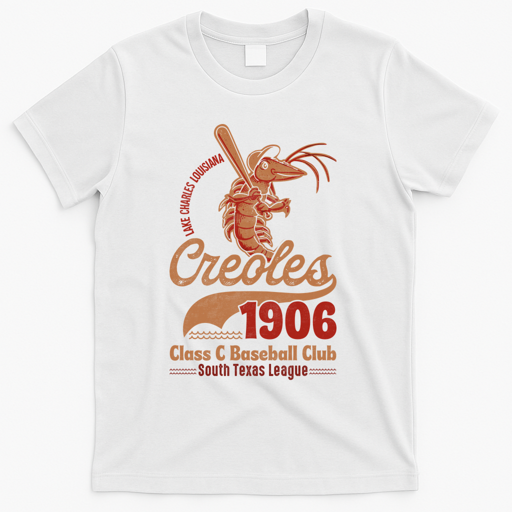 Lake Charles Creoles Louisiana Vintage Defunct Baseball Team T-Shirt - White