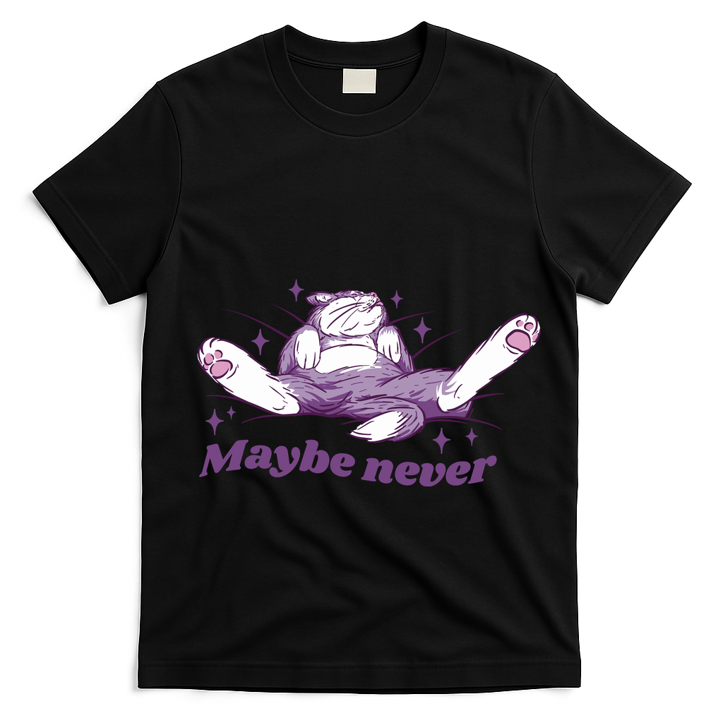 Lazy Cat Maybe Never Funny T-Shirt