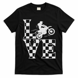 Love Dirt Bike Girl Checkered Flag Motocross Track Race Gift T-Shirt