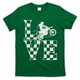 Love Dirt Bike Girl Checkered Flag Motocross Track Race Gift T-Shirt