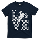 Love Dirt Bike Girl Checkered Flag Motocross Track Race Gift T-Shirt