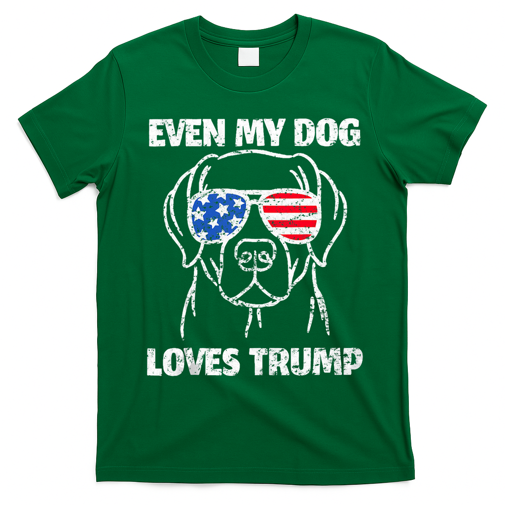 Labrador Dog Flag Sunglasses Even My Dog Loves Trump 2024 T-Shirt - Irish Green
