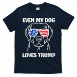 Labrador Dog Flag Sunglasses Even My Dog Loves Trump 2024 T-Shirt - Navy Blue