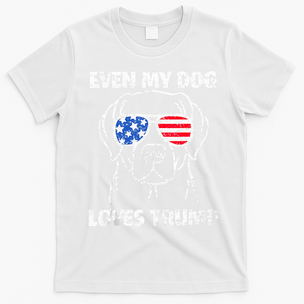 Labrador Dog Flag Sunglasses Even My Dog Loves Trump 2024 T-Shirt - White