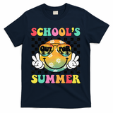 Last Day Of School Smile Teacher Schools Out For Summer T-Shirt - Navy