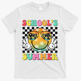 Last Day Of School Smile Teacher Schools Out For Summer T-Shirt - White