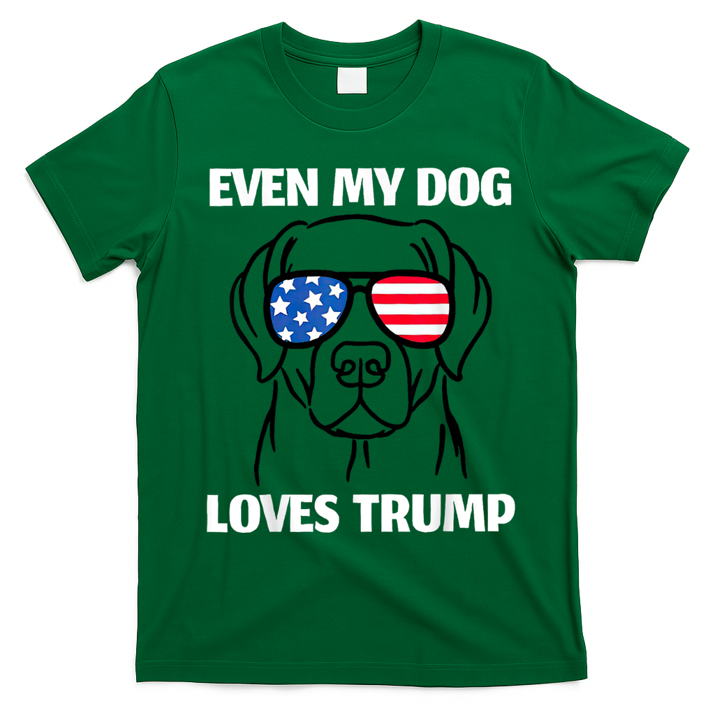Labrador Dog Sunglasses Usa Flag Even My Dog Loves Trump T-Shirt - Irish Green