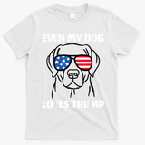 Labrador Dog Sunglasses Usa Flag Even My Dog Loves Trump T-Shirt - White