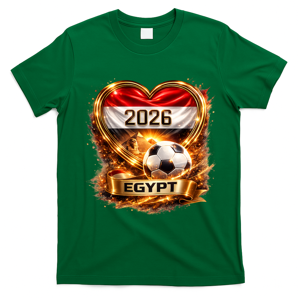Love Egypt 2026 Heart Soccer Fan T-Shirt - Irish Green