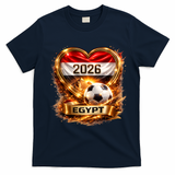 Love Egypt 2026 Heart Soccer Fan T-Shirt - Navy Blue