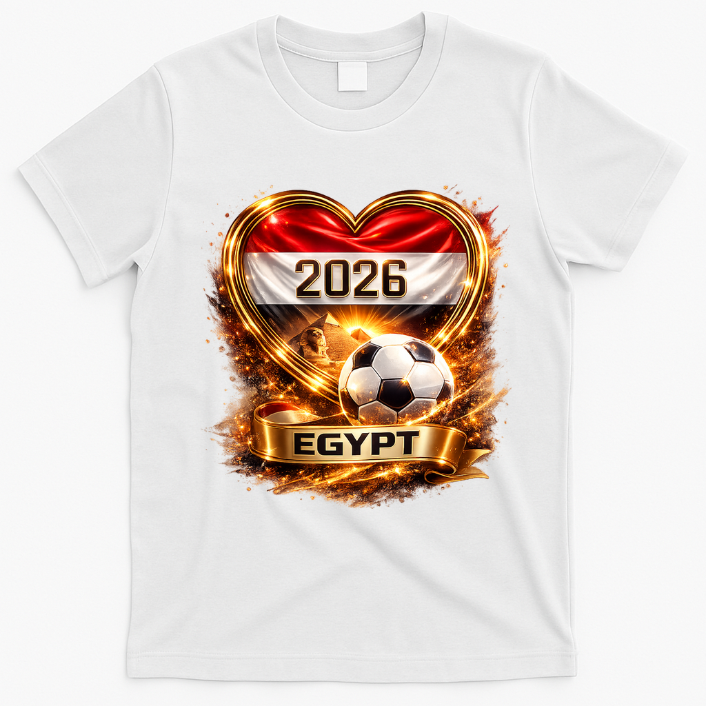 Love Egypt 2026 Heart Soccer Fan T-Shirt - White