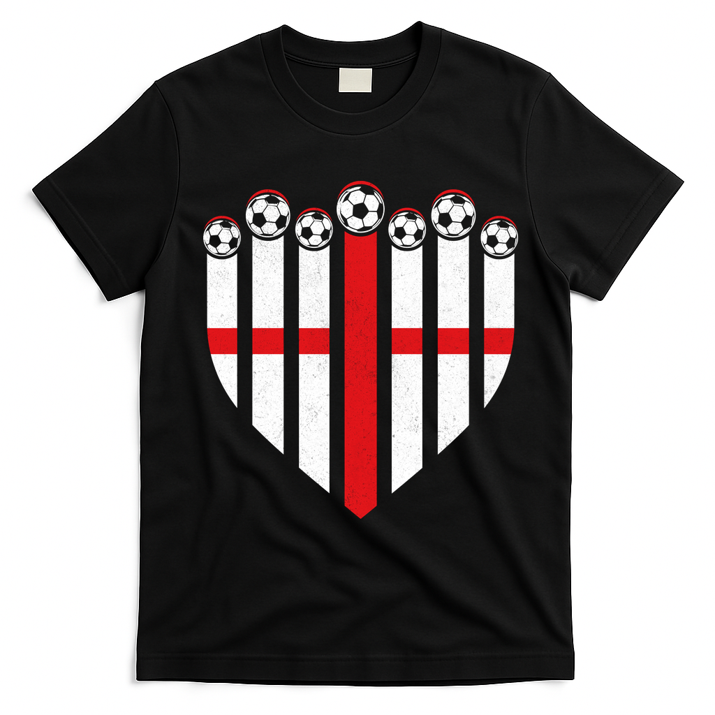 Love England Soccer Flag Fan T-Shirt - Black