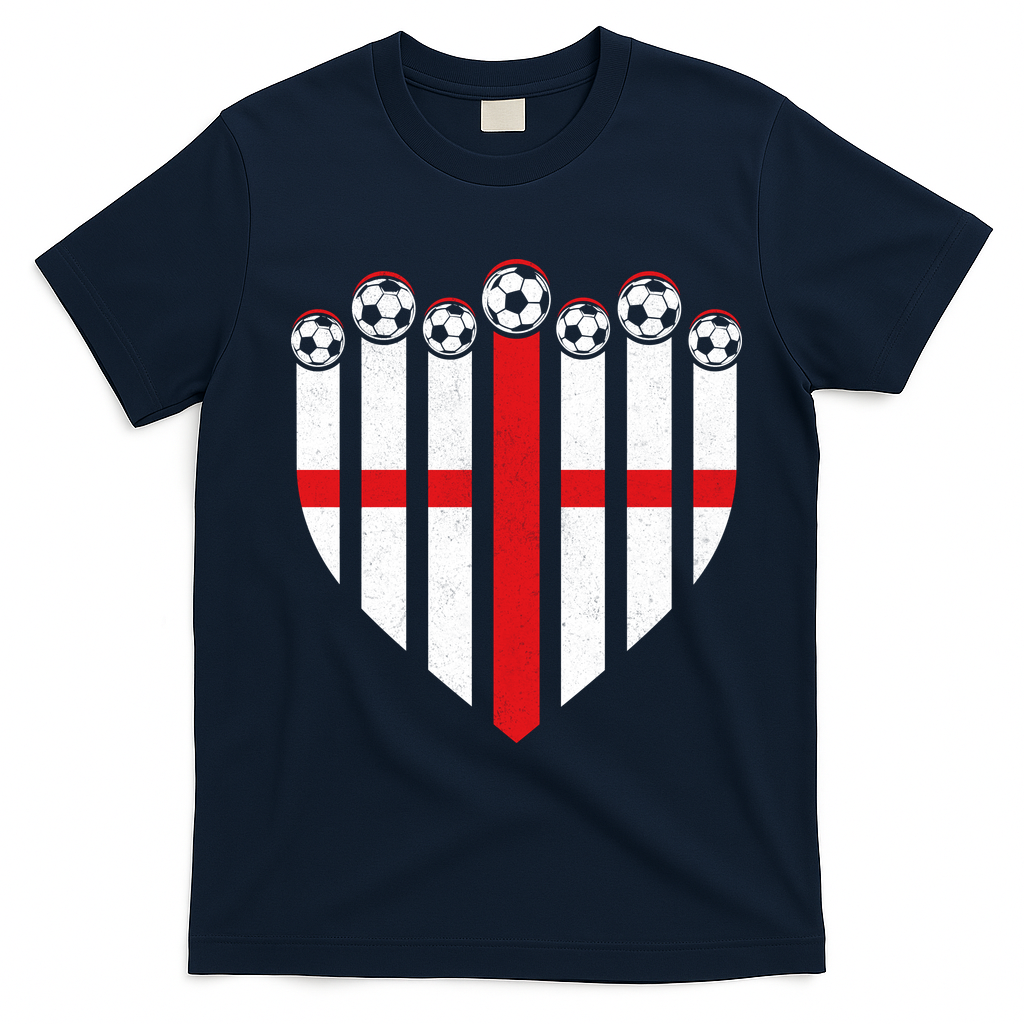 Love England Soccer Flag Fan T-Shirt - Navy Blue