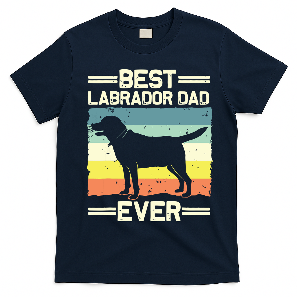 Labrador For Men Dad Black Lab Yellow Labrador Retriever T-Shirt - Navy Blue