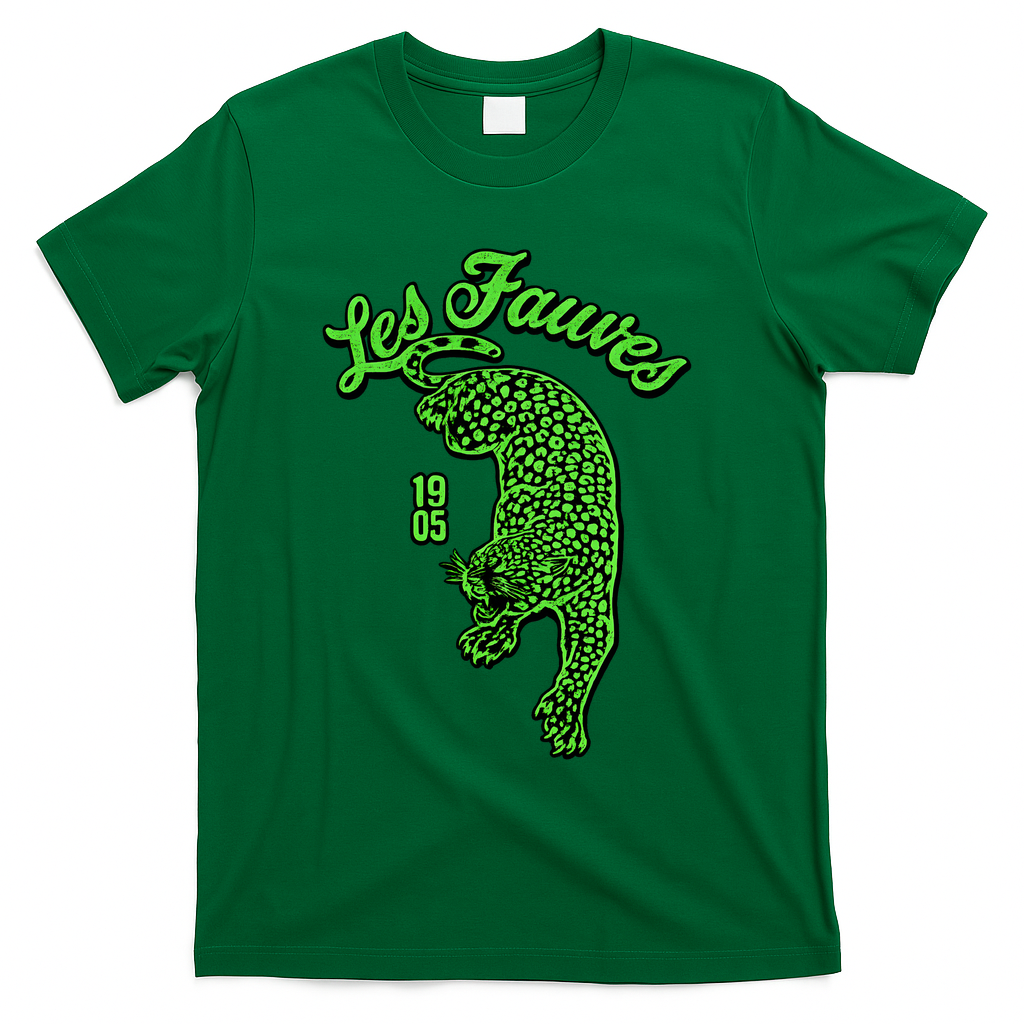 Les Fauves Vintage Leopard  T-Shirt - Green
