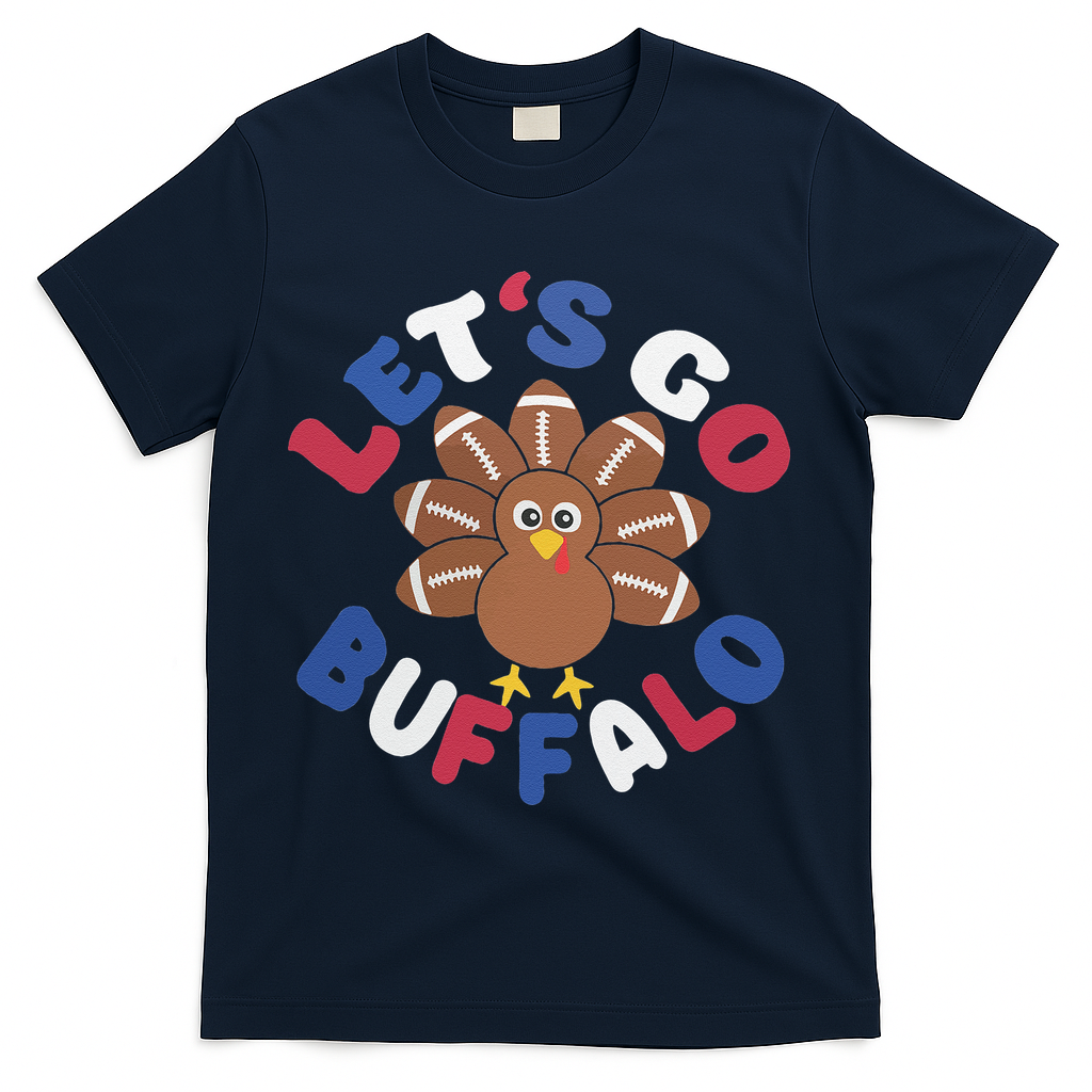 Lets Go Buffalo Turkey Football Thanksgiving Funny Funny T-Shirt - Navy