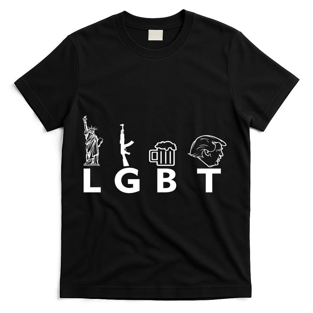 LGBT Lady Liberty Guns Beer Trump Donald Trump T-Shirt - Black