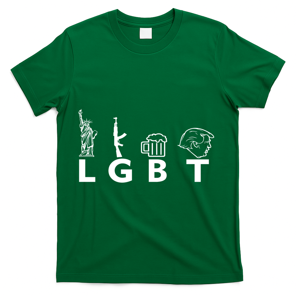 LGBT Lady Liberty Guns Beer Trump Donald Trump T-Shirt - Green