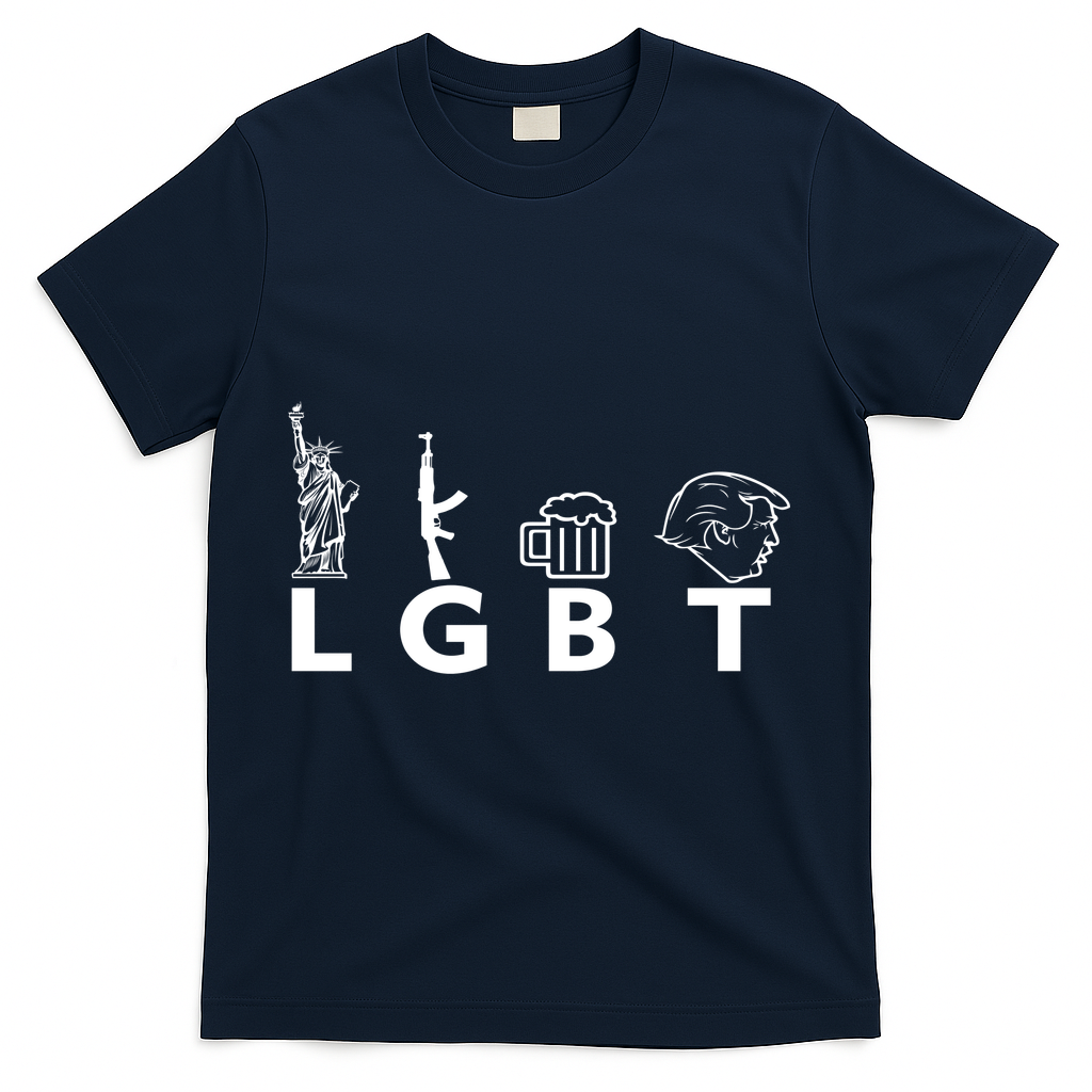 LGBT Lady Liberty Guns Beer Trump Donald Trump T-Shirt - Navy