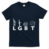 LGBT Lady Liberty Guns Beer Trump Donald Trump T-Shirt - Navy