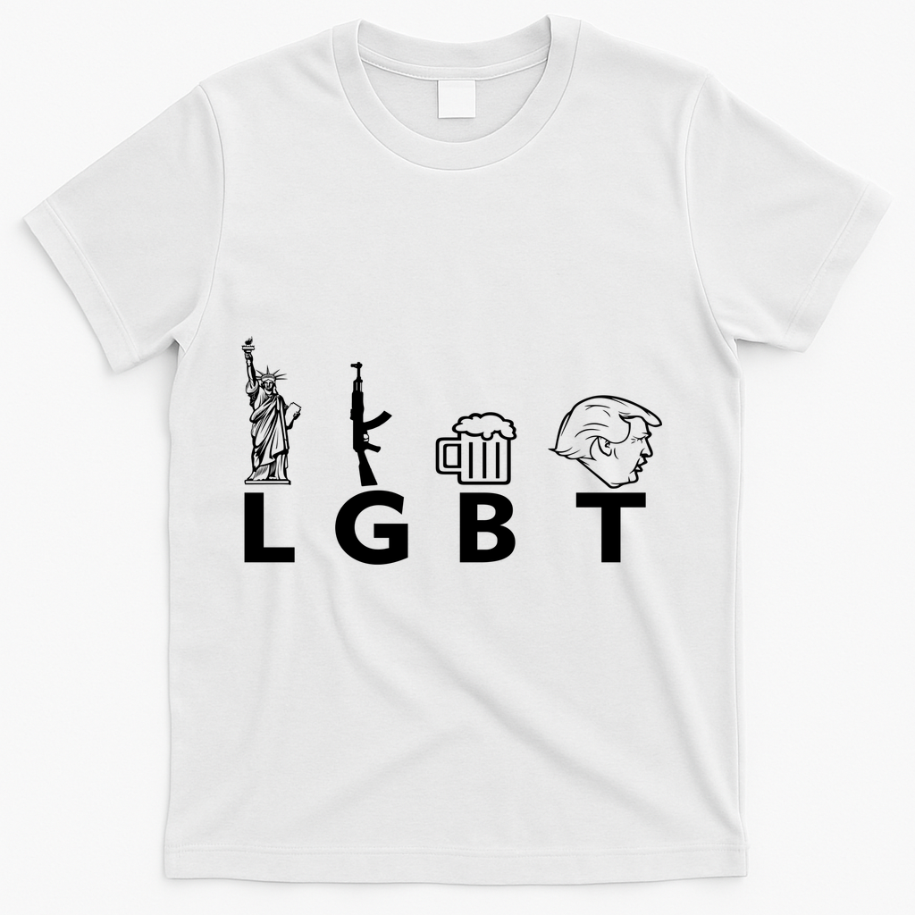 LGBT Lady Liberty Guns Beer Trump Donald Trump T-Shirt - White